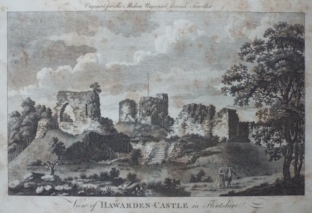 Print - View of Hawarden-Castle in Flintshire.